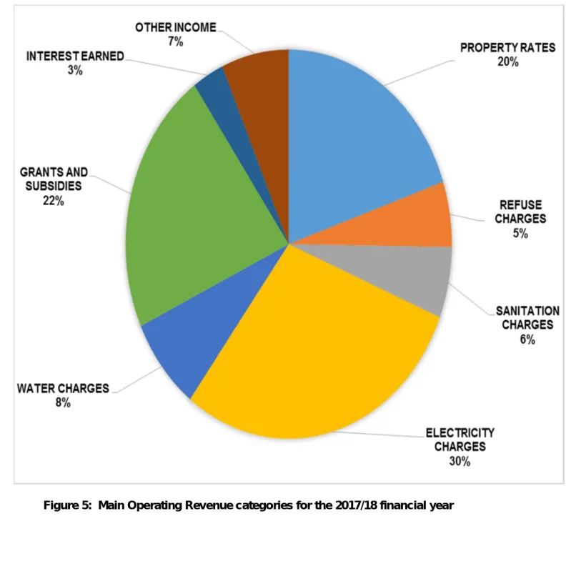 Figure 5:  Main Operating Revenue categories for the 2017/18 financial year 