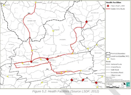 Figure 5.2: Health Facilities (Source LSDF; 2012) 