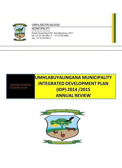 UMHLABUYALINGANA MUNICIPALITY INTEGRATED DEVELOPMENT PLAN